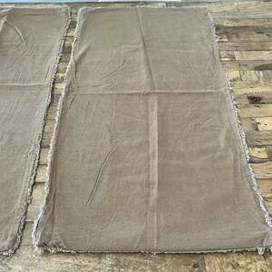 Casaluna King Pillow Shams (2) Linen Blend Brown w/ Frayed Edges Zipper Closure